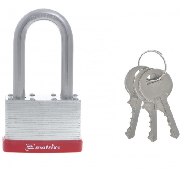 Замок навесной, 65 мм, удлиненная дужка// Matrix