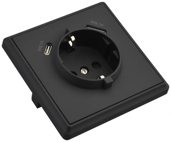 Розетка Brilliant E2-110-3 USB+TYPE-C с/з антрацит